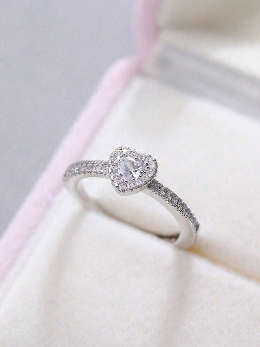 SHEIN Anillo decorativo con circonita en forma de corazón ajustable - Quierox - Tienda Online
