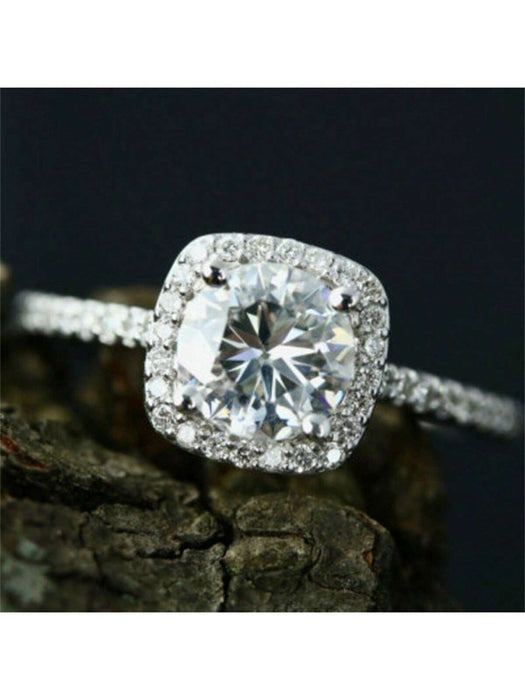 SHEIN Anillo geométrico cuadrado con circonita - Quierox - Tienda Online