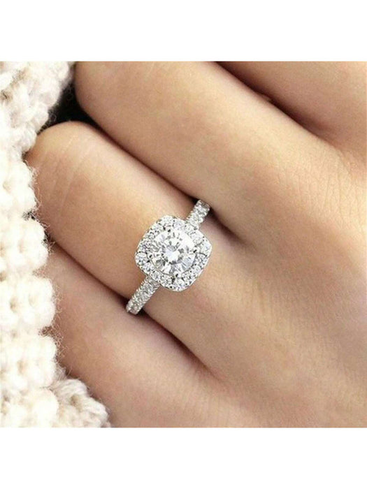 SHEIN Anillo geométrico cuadrado con circonita - Quierox - Tienda Online