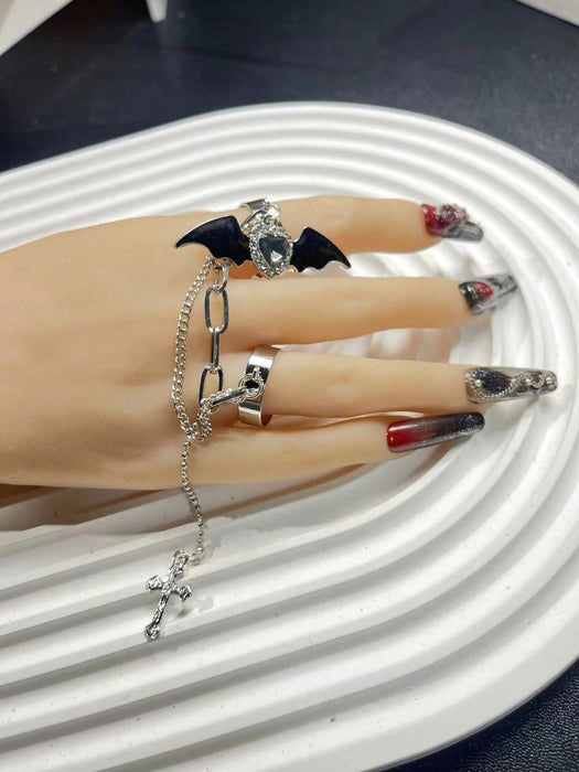SHEIN Anillo Negro Cruzado Dulce Y Fresco, Estilo De Mina Terrestre ajustable - Quierox - Tienda Online