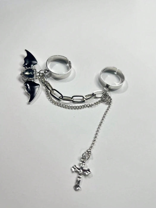 SHEIN Anillo Negro Cruzado Dulce Y Fresco, Estilo De Mina Terrestre ajustable - Quierox - Tienda Online