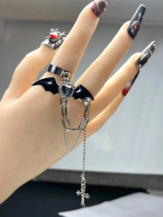 SHEIN Anillo Negro Cruzado Dulce Y Fresco, Estilo De Mina Terrestre ajustable - Quierox - Tienda Online