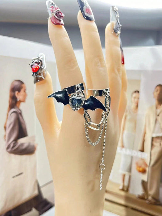 SHEIN Anillo Negro Cruzado Dulce Y Fresco, Estilo De Mina Terrestre ajustable - Quierox - Tienda Online