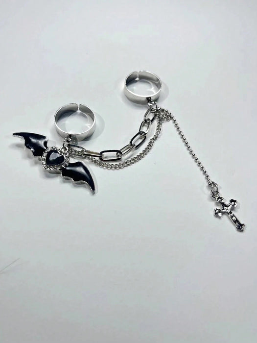 SHEIN Anillo Negro Cruzado Dulce Y Fresco, Estilo De Mina Terrestre ajustable - Quierox - Tienda Online