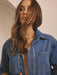 SHEIN Aralina Camisa de mezclilla con detalles de tachas, manga corta para invierno/verano - Quierox - Tienda Online