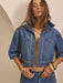SHEIN Aralina Camisa de mezclilla con detalles de tachas, manga corta para invierno/verano - Quierox - Tienda Online