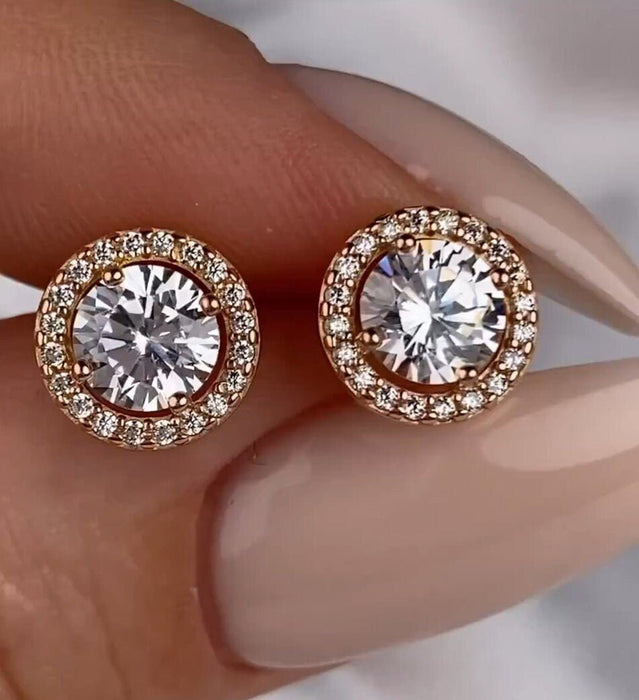 Shein Aretes De Moissanita Y Diamante Blanco Redondo - Quierox - Tienda Online