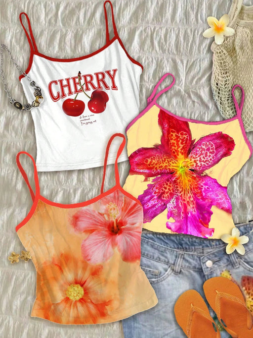 SHEIN Attitoon - Set de 3 camisetas sin mangas con estampado floral - Quierox - Tienda Online