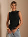 SHEIN BAE Blusa casual de mujer de unicolor, sin mangas y con pliegues - Quierox - Tienda Online