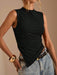 SHEIN BAE Blusa casual de mujer de unicolor, sin mangas y con pliegues - Quierox - Tienda Online