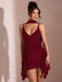 SHEIN BAE Vestido corto elegante de verano color sólido con escote en V profundo y lazo - Quierox - Tienda Online