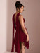 SHEIN BAE Vestido corto elegante de verano color sólido con escote en V profundo y lazo - Quierox - Tienda Online