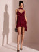 SHEIN BAE Vestido corto elegante de verano color sólido con escote en V profundo y lazo - Quierox - Tienda Online
