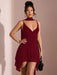 SHEIN BAE Vestido corto elegante de verano color sólido con escote en V profundo y lazo - Quierox - Tienda Online