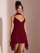 SHEIN BAE Vestido corto elegante de verano color sólido con escote en V profundo y lazo - Quierox - Tienda Online