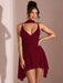 SHEIN BAE Vestido corto elegante de verano color sólido con escote en V profundo y lazo - Quierox - Tienda Online