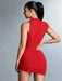 SHEIN BAE Vestido Plisado Con Detalles De Volantes En La Parte Superior Y Cuello Alto - Quierox - Tienda Online