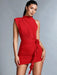 SHEIN BAE Vestido Plisado Con Detalles De Volantes En La Parte Superior Y Cuello Alto - Quierox - Tienda Online