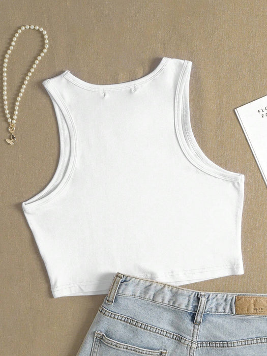 SHEIN BamGlam Camiseta sin mangas informal estampada de moda para mujer - Quierox - Tienda Online