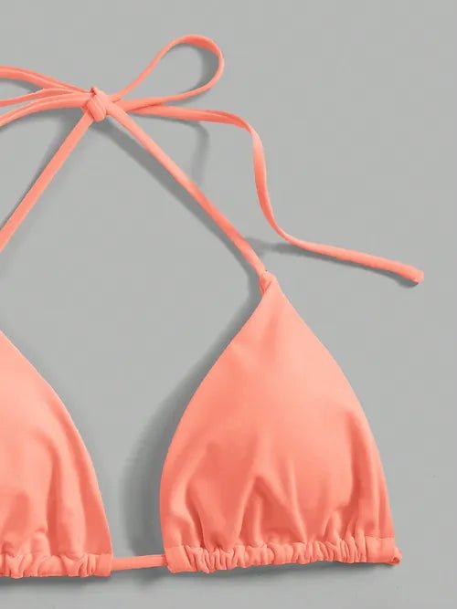 Shein Bañador bikini halter unicolor triángulo - Quierox - Tienda Online