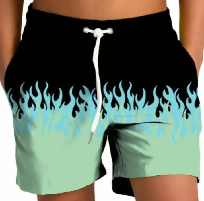 Shein Bañador de niño con estampado de llamas azules y verdes - Quierox - Tienda Online