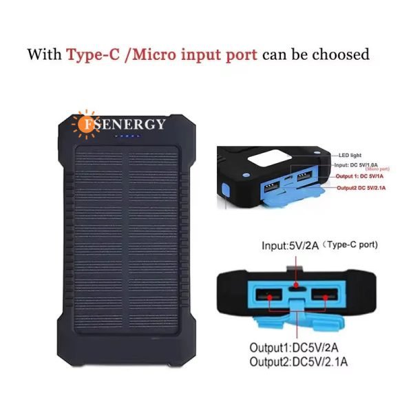 SHEIN Banco de energía solar de 20000 mAh con carga rápida USB dual - Quierox - Tienda Online
