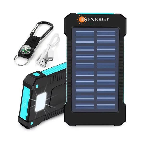 SHEIN Banco de energía solar de 20000 mAh con carga rápida USB dual - Quierox - Tienda Online