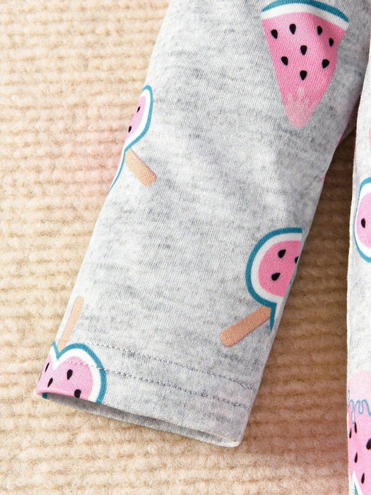SHEIN Bebé niña Mameluco con pie con estampado de dibujos animados - Quierox - Tienda Online