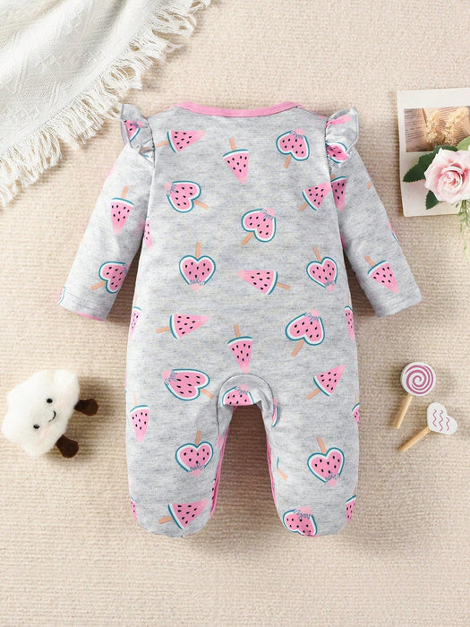 SHEIN Bebé niña Mameluco con pie con estampado de dibujos animados - Quierox - Tienda Online