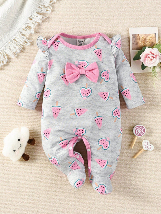 SHEIN Bebé niña Mameluco con pie con estampado de dibujos animados - Quierox - Tienda Online