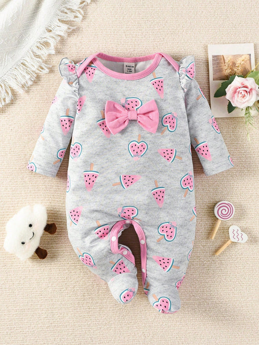 SHEIN Bebé niña Mameluco con pie con estampado de dibujos animados - Quierox - Tienda Online