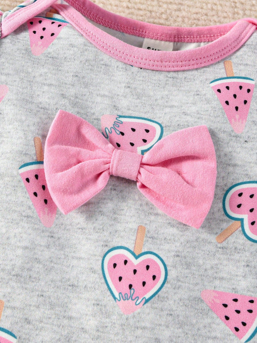 SHEIN Bebé niña Mameluco con pie con estampado de dibujos animados - Quierox - Tienda Online