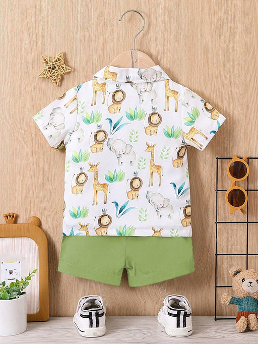 SHEIN Bebé niño con estampado de dibujos animados Camisa & Shorts sin camiseta - Quierox - Tienda Online