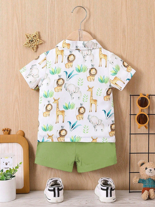 SHEIN Bebé niño con estampado de dibujos animados Camisa & Shorts sin camiseta - Quierox - Tienda Online