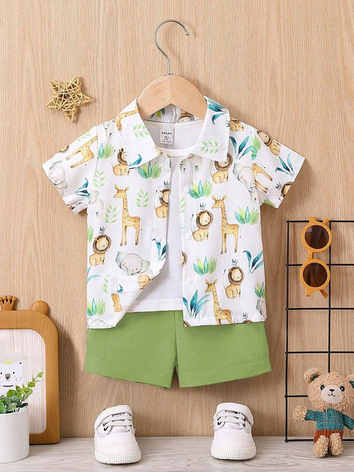 SHEIN Bebé niño con estampado de dibujos animados Camisa & Shorts sin camiseta - Quierox - Tienda Online