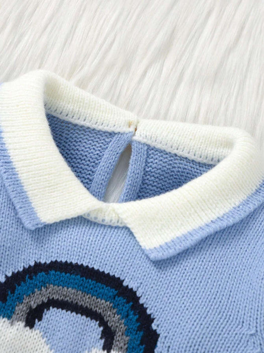 SHEIN Bebé niño Mono suéter con estampado de arcoíris y cuello en contraste - Quierox - Tienda Online