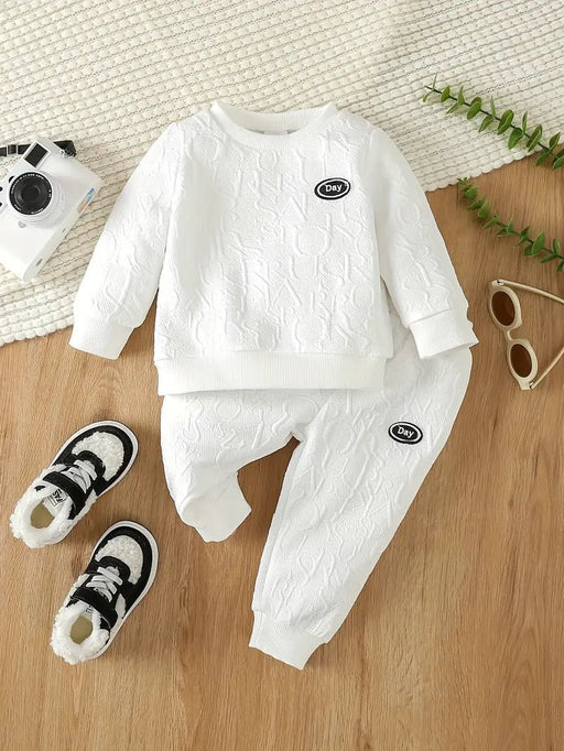 Shein Bebé niño Sudadera con parche de letra y pantalones deportivos - Quierox - Tienda Online