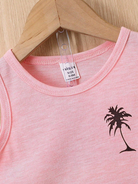 SHEIN Bebé niño Top tank con estampado de árbol de coco & Shorts - Quierox - Tienda Online