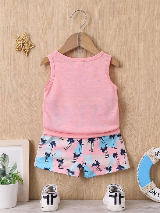 SHEIN Bebé niño Top tank con estampado de árbol de coco & Shorts - Quierox - Tienda Online