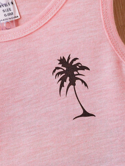 SHEIN Bebé niño Top tank con estampado de árbol de coco & Shorts - Quierox - Tienda Online