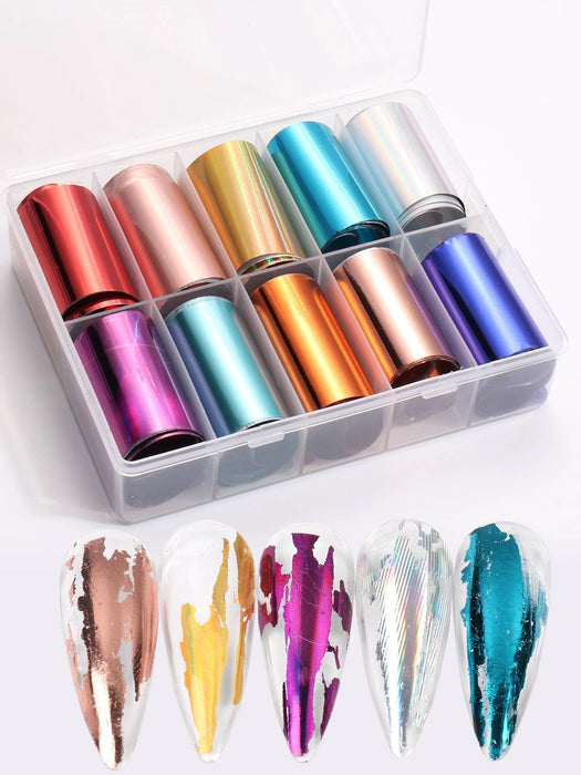 SHEIN BELLEZA COMPLETA 10 piezas de láminas de transferencia para uñas, adornos para uñas - Quierox - Tienda Online