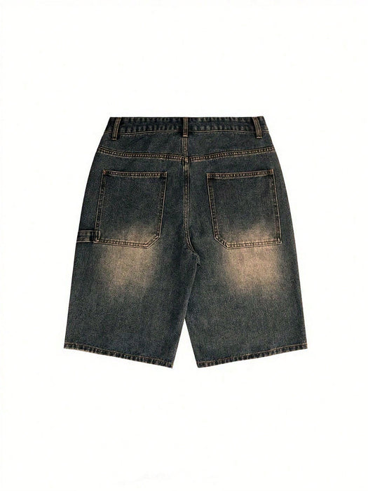 Shein Bermudas vaqueras informales de pierna ancha y corte holgado para hombre, estilo emo - Quierox - Tienda Online