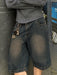 Shein Bermudas vaqueras informales de pierna ancha y corte holgado para hombre, estilo emo - Quierox - Tienda Online