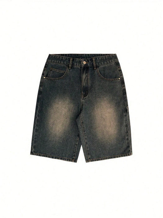 Shein Bermudas vaqueras informales de pierna ancha y corte holgado para hombre, estilo emo - Quierox - Tienda Online