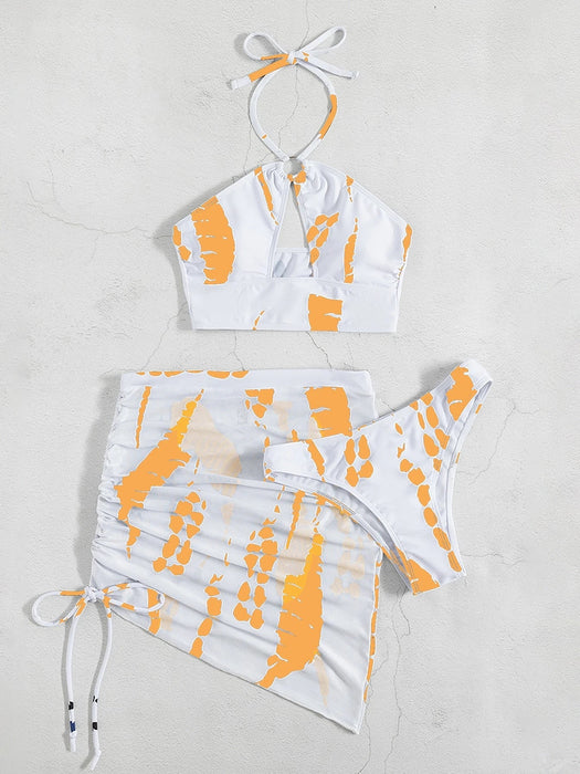 SHEIN Bikini estampado integral con falda de playa - Quierox - Tienda Online