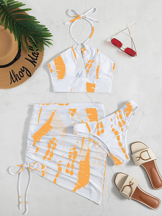 SHEIN Bikini estampado integral con falda de playa - Quierox - Tienda Online