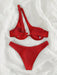 SHEIN Bikini rojo de dos piezas para mujer, tirantes ajustables, aros, cierre de gancho - Quierox - Tienda Online
