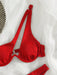 SHEIN Bikini rojo de dos piezas para mujer, tirantes ajustables, aros, cierre de gancho - Quierox - Tienda Online