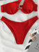 SHEIN Bikini rojo de dos piezas para mujer, tirantes ajustables, aros, cierre de gancho - Quierox - Tienda Online