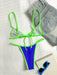 Shein bikini triangular con abertura lateral, de unicolor, con escote halter y cordones - Quierox - Tienda Online